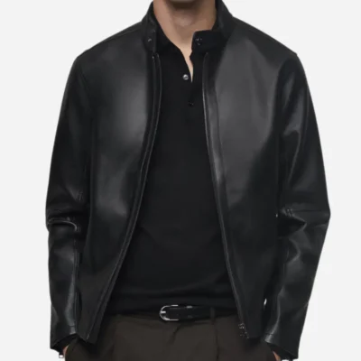 Men’s Stylish Black Leather Zip Up Jacket