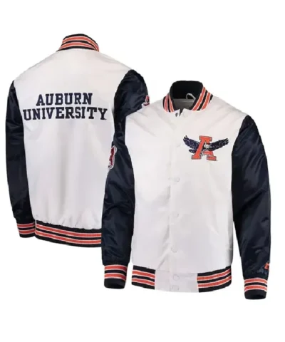 Auburn Tigers The Rookie White Satin Bomber Jacket