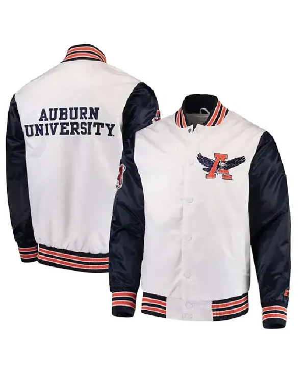 Auburn Tigers The Rookie White Satin Bomber Jacket