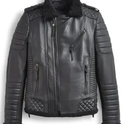 Benjamin Biker Padded Quilted Shearling Jacket