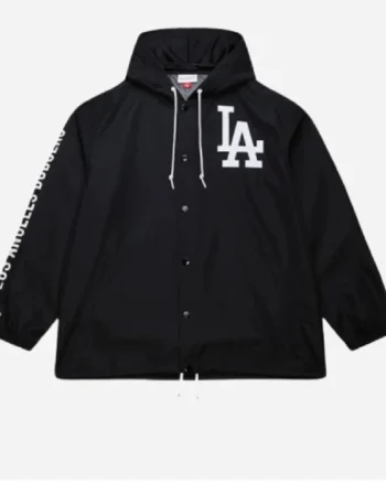 Black Dodgers Coaches Hooded Windbreaker Jacket
