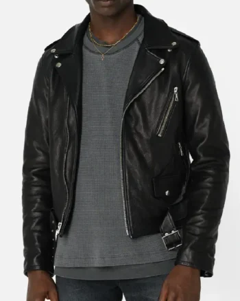 Black Leather Moto Jacket Men