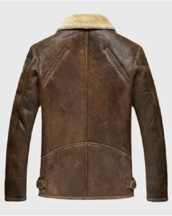 Buy B-3 Shearling Distressed Brown Leather Aviator Jacket For Men Sale