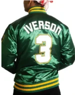 Buy Bethel Iverson High School Green Satin Varsity Letterman Jacket For Sale