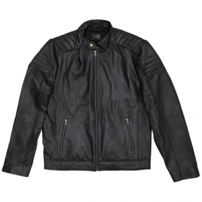 Buy Black Leather Moto Jacket Men's On Sale