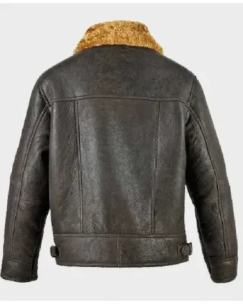 Buy Davis Brown Shearling Collar Leather Jacket Sale