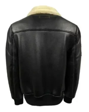 Buy Jared Top Gun Shearling Fur B3 Bomber Warm Black Leather Jacket Sale