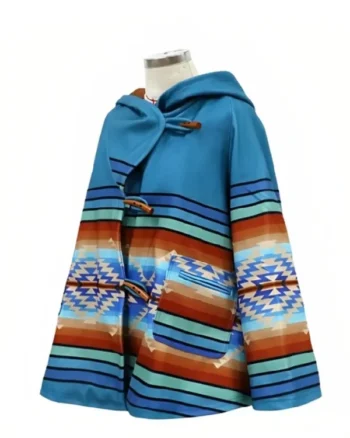 Yellowstone Beth Dutton Blue Hooded Wool Coat - Image 5
