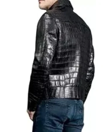 Buy Mens Real Leather Alligator Crocodile Print Embossed Skin Luxury Black Bomber Jacket Sale