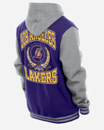 Buy NBA Los Angeles Lakers New Era Purple Full-Snap Hooded Varsity Jacket Sale