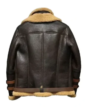 Buy Peter Brown Double Collar Aviator Triple Belted Cuffs Shearling Leather Jacket Sale