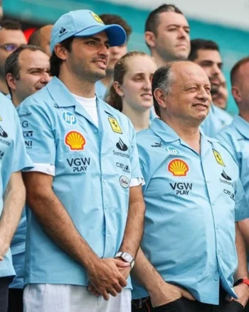 Buy Recreation – Miami Grand Prix Racing Ferrari Blue Shirt Sale