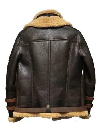 Buy Ronald SF Bomber Double Belted Cuffs Collar Brown Shearling Fur Winter Jacket Sale