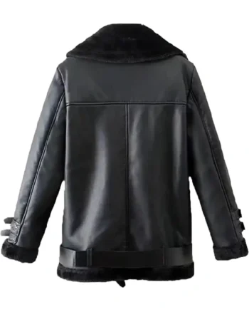 Buy Shearling Rivera Winter Leather Zipper Black Jacket For Sale