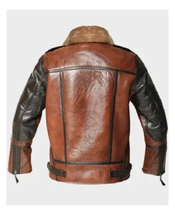 Buy Thompson SF Brown Aviator Distressed Shearling Leather Jacket Sale