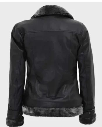 Buy Timothy Shearling Collar Black Belted Leather Jacket Sale