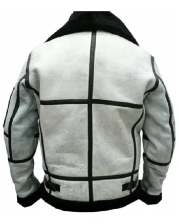 Buy Todd RAF SF Bomber Flight Aviator Shearling Real Sheepskin White Leather Jacket Sale