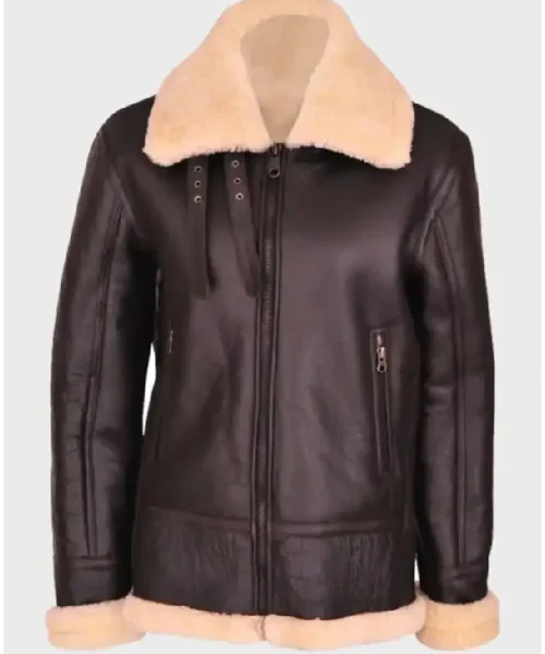 Buy Tracy SF Brown Shearling Aviator Leather Zipper Jacket For Sale