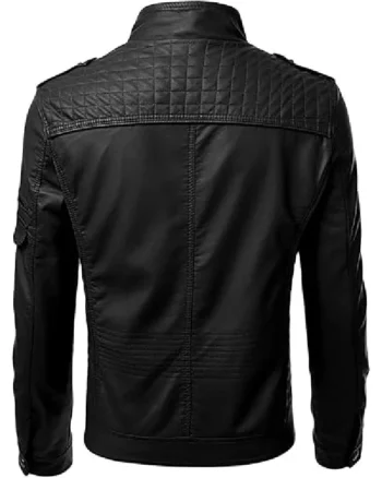 Buy Vintage Men's Black Genuine Lambskin Leather Biker Jacket For Men