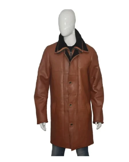Buy Wesley RAF SF Real Shearling Fur Warm Duffle Brown Leather Coat Sale