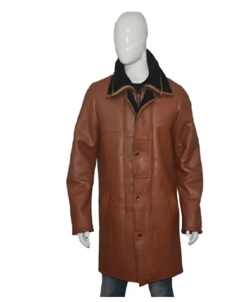Buy Wesley RAF SF Real Shearling Fur Warm Duffle Brown Leather Coat Sale