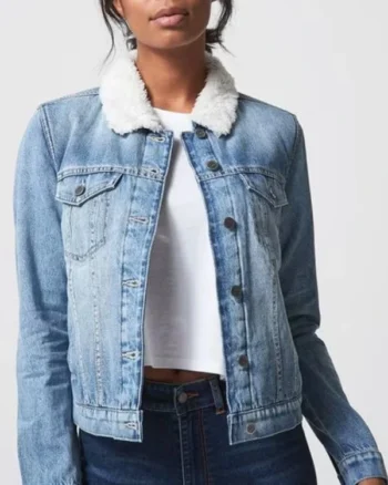 Buy Womens Dark Blue Denim Jean Jacket Sherpa