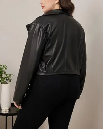 Buy Womens Leather Biker Jacket Plus Size With Lapel Neck Long Sleeve Sale