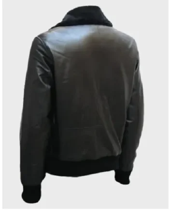 Buy haun Black Shearling Bomber Real Leather Jacket Sale
