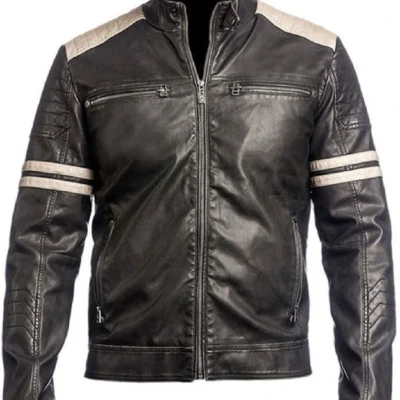 Cafe Racer Vintage Retro Motorbike Leather Jacket