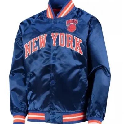 Classics Hardwood Ny Knicks Satin Blue Jacket