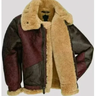 Collins Burgundy Black SF Bomber Real Leather Jacket