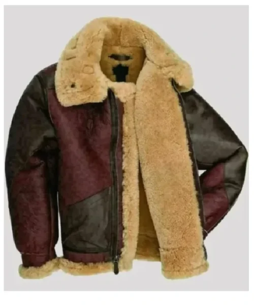 Collins Burgundy Black SF Bomber Real Leather Jacket