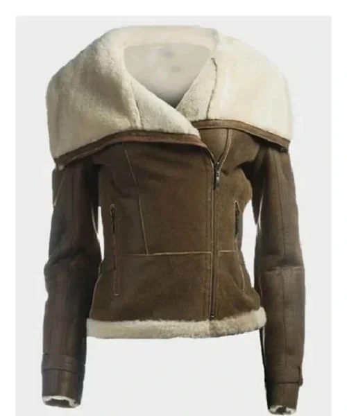 Dana Soft Shearling Sheepskin Leather Brown Jacket