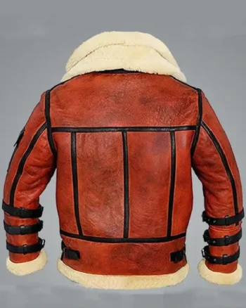 Drew B6 Sheepskin Shearling Two-Tone Aviator Flight Bomber Leather Jacket