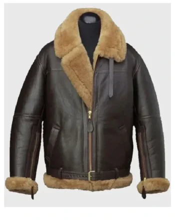 Elvin B-3 Shearling Brown Leather Aviator Jacket