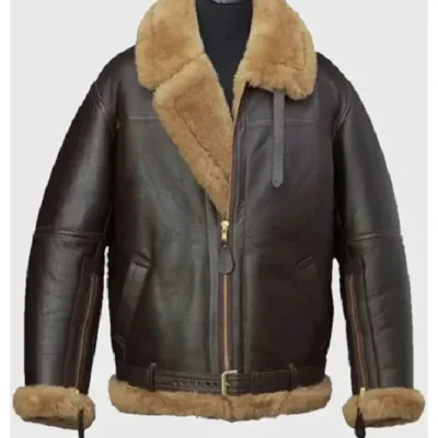 Elvin B-3 Shearling Brown Leather Aviator Jacket