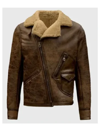 Jones B-3 Shearling Distressed Brown Leather Aviator Jacket