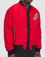 MLB Timberwolves Vs Warriors Stephen Curry Under Armour Red Bomber Jacket On Sale