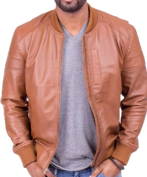 Men Camel Color Lambskin Leather Jacket
