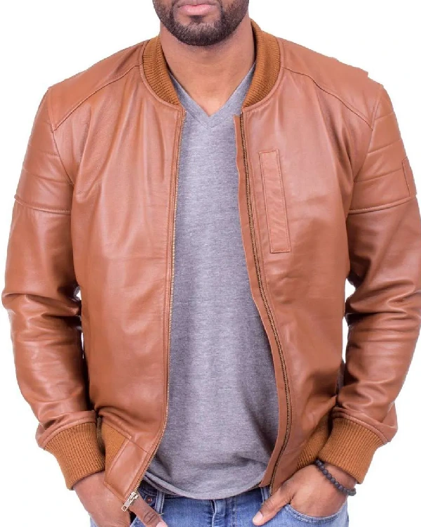 Men Camel Color Lambskin Leather Jacket
