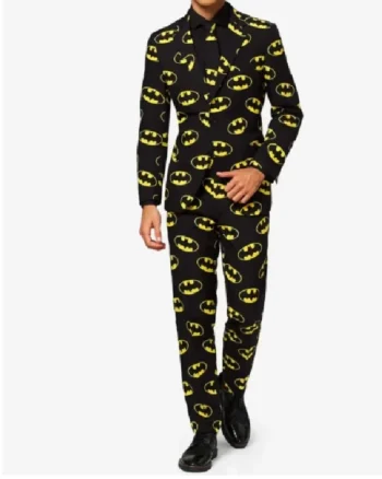 Mens Black 2 Piece Batman Style Suit