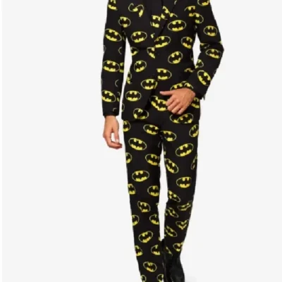 Mens Black 2 Piece Batman Style Suit