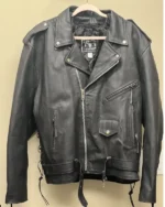 Mens Black Heavy Leather Motorcycle Jacket