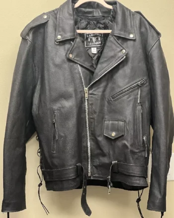 Mens Black Heavy Leather Motorcycle Jacket