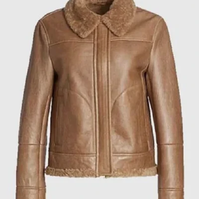 Monica Shearling Fur Lined Brown Jacket