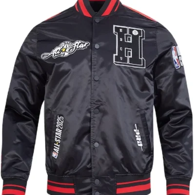 NBA All-Star Game 2025 Black Satin Jacket