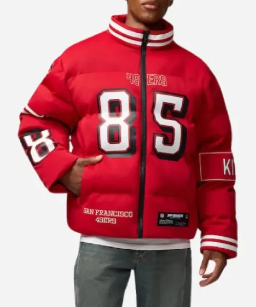 NFL Player George Kittle Scarlet 49ers Puffer Jacket