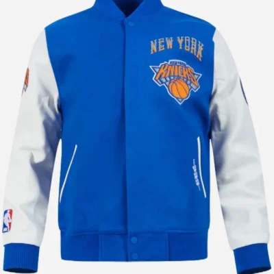 New York Knicks Blue City Edition Wool Varsity Jacket