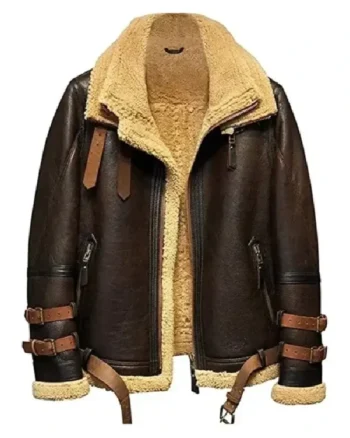 Peter Brown Triple Belted Cuffs Shearling Jacket