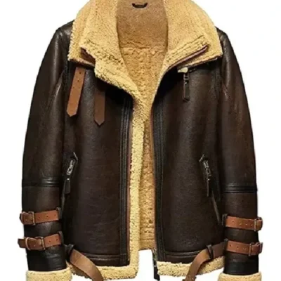Peter Brown Triple Belted Cuffs Shearling Jacket